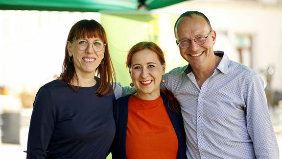 (V. li.) Katja Meier, Franziska Schubert und Wolfram Günther. 