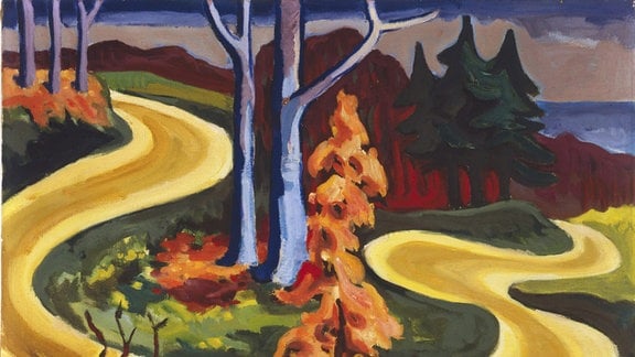 Das Gemälde "Wegkehre im Taunus" von Karl Schmidt-Rottluff, 1935 