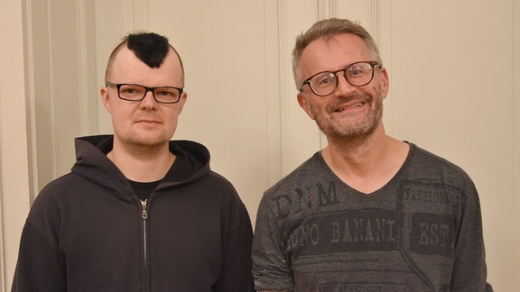 Jan Sobe und Ringo Gründel von der Initiative "Gesicht zeigen" Penig.