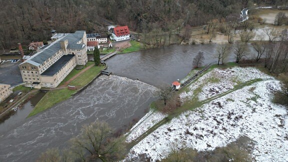 Zschopau bei Liebstadt tritt über die Ufer