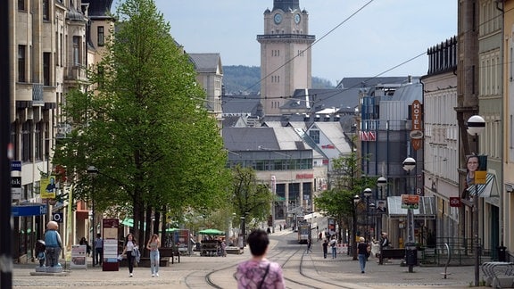 Blick in die Innenstadt von Plauen.