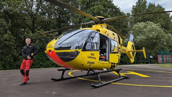 Der Helikopter am Sachsenring steht für Notfälle bereit
