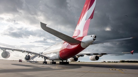 Elbe Flugzeugwerke GmbH (EFW) warten das größte Passagierflugzeug der Welt: einen A380 der Australischen Airline Qantas.