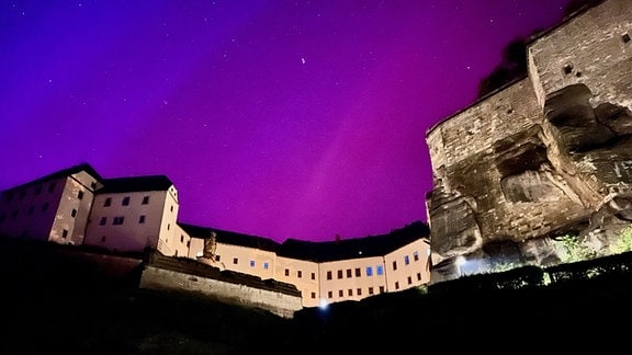 Polarlichter bei der Festung Königstein.