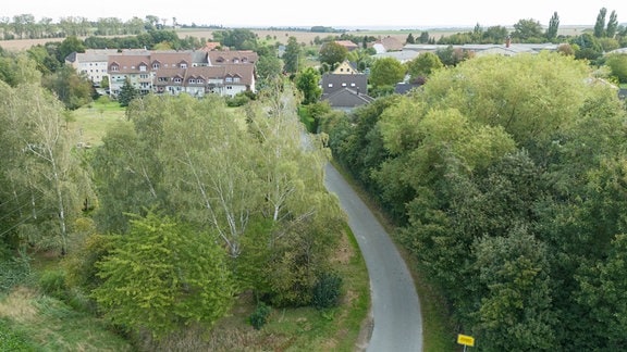 Der Kobitzscher Weg im Klipphausener Ortsteil Ullendorf (Aufnahme mit einer Drohne).