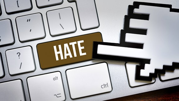 Computertaste mit der Aufschrift Hate