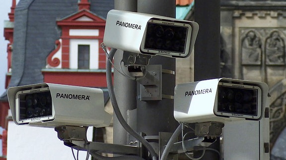 Drei Kameras in Chemnitz für die Videoüberwachung.