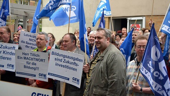 Lehrer streiken in Leipzig