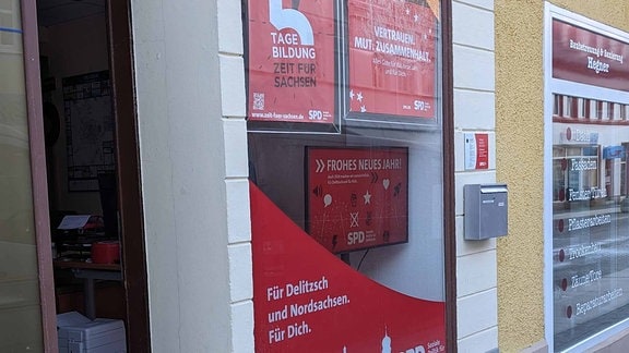 Ein Büro der Partei SPD in Delitzsch