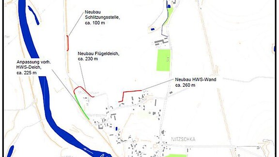 Karte Hochwasserschutzdeich Nitzschka bei Wurzen