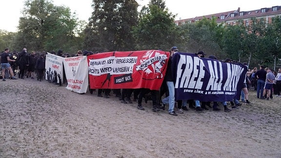 Linke Demonstration in Leipzig nach der Verurteilung von Lina E.