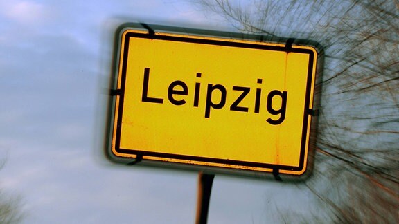 Das Ortseingangsschild von Leipzig