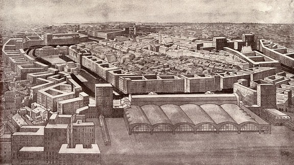 Bauzeichnung für die Bebauung der Innenstadt Leipzig 