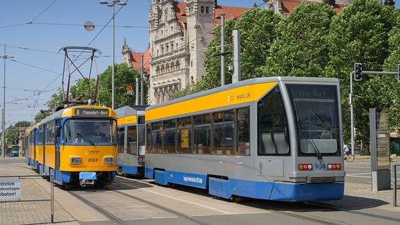 Straßenbahnen in Leipzig.