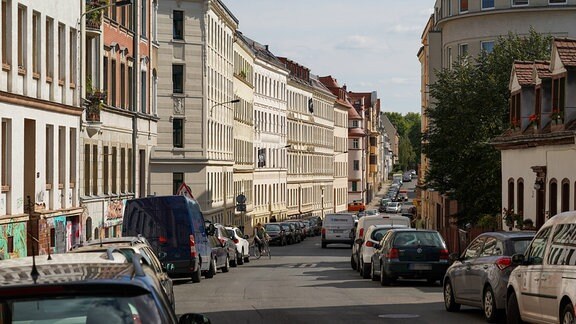 Ein Straßenzug im Leipziger Stadtteil Connewitz, 2020