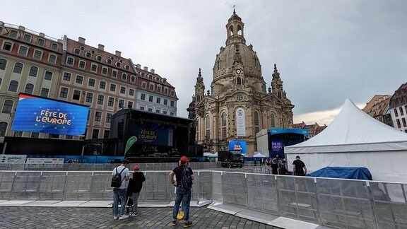 Macron in Dresden, Vorbereitungen an der Frauenkirche