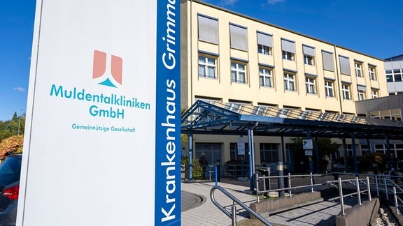 Blick auf das Krankenhaus Grimma, Teil der Muldentalkliniken.