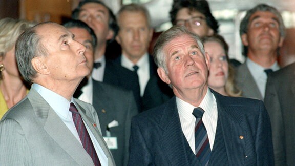 Der französische Staatspräsident Francois Mitterand war im Rahmen seiner Deutschland-Visite am 19.09.1991 Gast des sächsischen Ministerpräsidenten Kurt Biedenkopf.