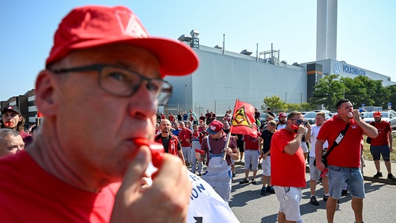 Proteste der Belegschaft aus dem Volkswagen Werk in Zwickau