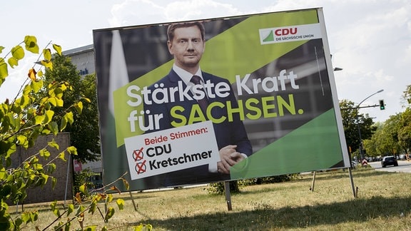 Wahlplakat von CDU Ministerpraesident und CDU Spitzenkandidat Michael Kretschmer 