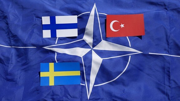 Flaggen von Nato, Türkei, Finnland und Schweden