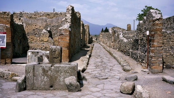 Pompeji in Italien, bei einem Ausbruch des Vulkans Vesuv im August 79 zerstörte und vollständig verschüttete Stadt, seit 1997 Unesco-Weltkulturerbe