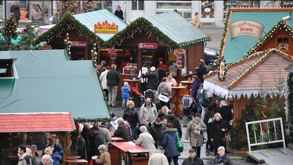 Buden auf dem Erfurter Weihnachtsmarkt