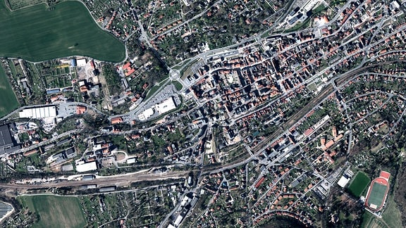 Luftbildaufnahme von Pößneck
