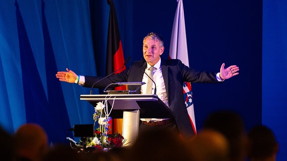Björn Höcke (AfD-Landesvorsitzender) spricht bei einer Landeswahlversammlung.