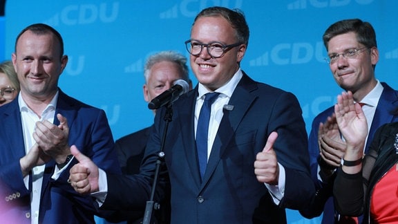 Mario Voigt beim Wahlabend der CDU Thüringen