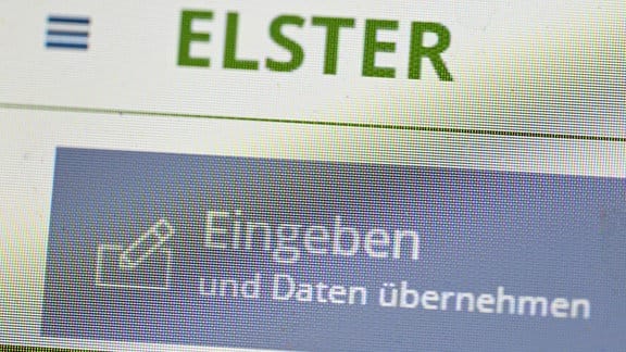 Die Eingabe des Steuerportals Elster, dargestellt auf einem Computerbildschirm.