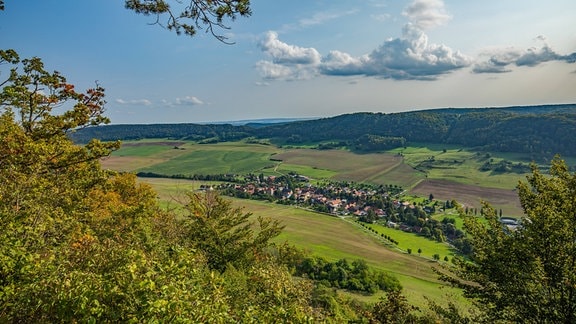 Panoramablick über Schönberg bei Reinstädt im Saale-Holzland-Kreis