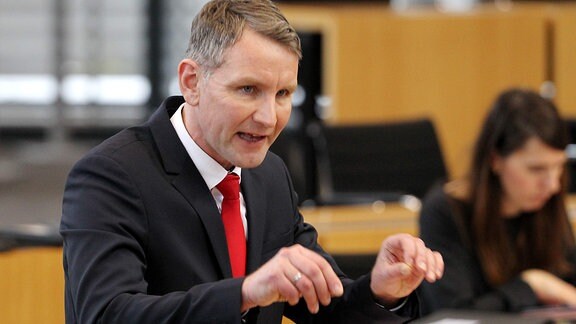 AfD-Fraktionschef Björn Höcke spricht im Thüringer Landtag