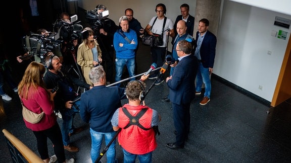 Mario Voigt, im Anschluss an die CDU Fraktionssitzung im Thüringer Landtag