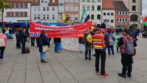 Teilnehmer einer Demonstration in Erfurt