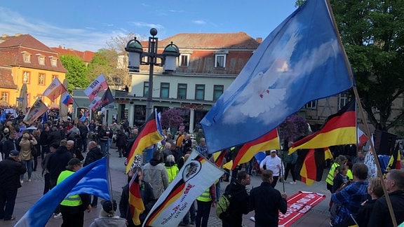 Mehrere hundert Menschen kamen zu einer Demonstration, auf der auch der Thüringer AfD-Chef Björn Höcke gesprochen hat. 
