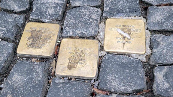 Beschmierte Stolpersteine in Weimar