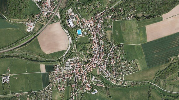 Luftaufnahme von Möbisburg bei Erfurt