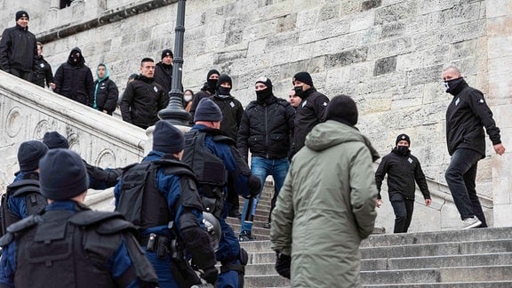 Tag der Ehre, Neonazis Rechtsextremisten, Budapest, Hungary UNGARN, 11.02.2023, Budapest I. Bezirk. 