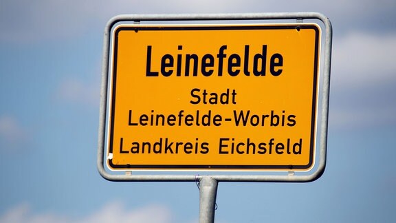 Das Ortsseingangsschild von Leinefelde in Thüringen.