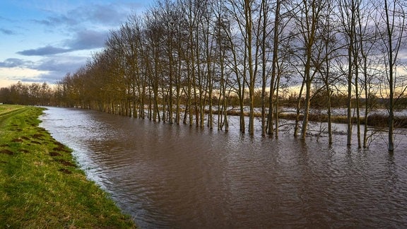 Hochwasser der Helme bei Mönchpfiffel-Nikolausrieth