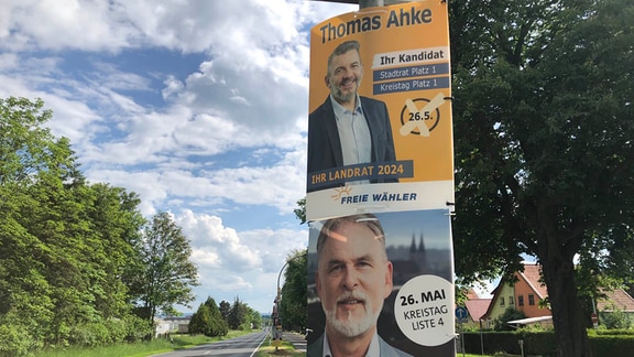 Wahlplakate von Thomas Ahke (FW) und Harald Zanker (SPD)