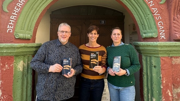 Das Organisationsteam zur Landesausstellung "Gedenkjahr Freiheit 1525" der Stadt Mühlhausen: Frank Möller (von links), Birte Frerichs und Melanie Kura.