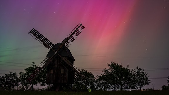 Polarlicht über der Bockwindmühle