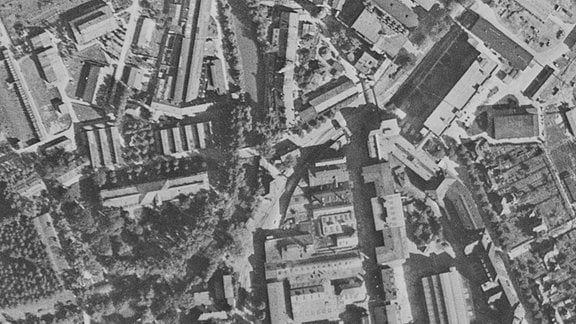 Ein Luftbild des Geländes der Rheinmetall-Borsig AG in Sömmerda.