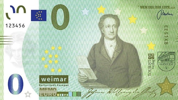 0-Euro-Schein Souvenir Weimar Goethe