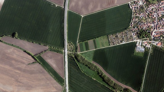 Luftbildaufnahme von Schloßvippach