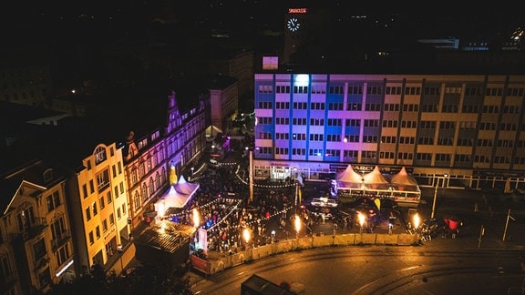 Luftbild einer Drohne vom Höhlerfest in Gera