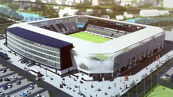 Illustration: Das neue Fußballstadion in Jena
