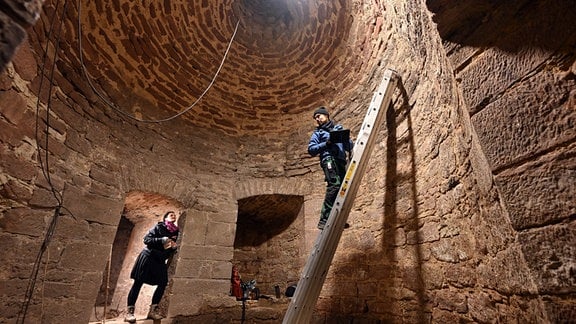 Blick ins Innere des Schleierturms auf der Leuchtenburg in Seitenroda